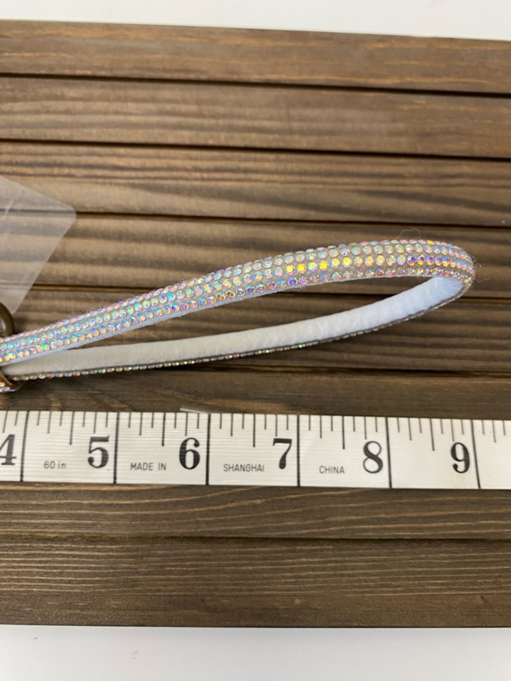 Rhinestone Phone Wrist Strap White Crystal-Embellished Lanyard Gold Clip - Picture 5 of 11